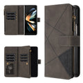 Rhombus Texture Zipper Wallet Leather Phone Case, For Samsung Galaxy Z Fold4, For Samsung Galaxy Z Fold3