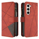 Rhombus Texture Zipper Wallet Leather Phone Case, For Galaxy Z Fold8 5G, For Samsung Galaxy Z Fold7, For Samsung Galaxy Z Fold6, For Samsung Galaxy Z Fold5