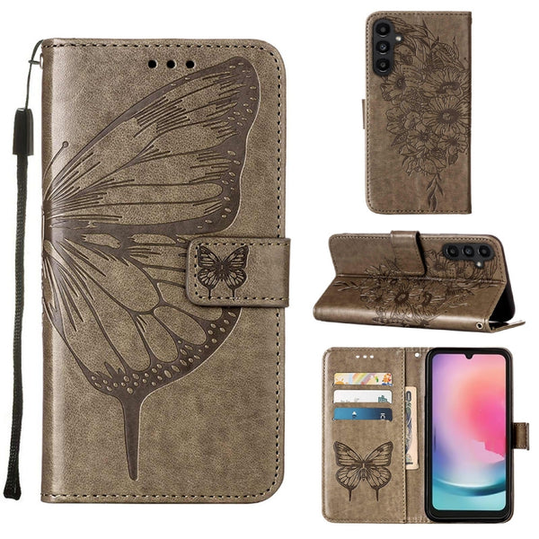 For Samsung Galaxy A05 Embossed Butterfly Leather Phone Case