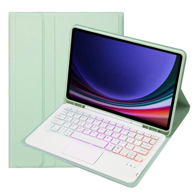 For Samsung Galaxy Tab S9 Backlight Bluetooth Keyboard Leather Tablet Case with Pen Holder