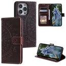 For iPhone 16 Pro Max Totem Flower Embossed Leather Phone Case