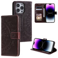 For iPhone 16 Pro Max Totem Flower Embossed Leather Phone Case