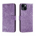 Lace Flower Embossing Flip Leather Phone Case, For iPhone 15