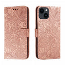 Lace Flower Embossing Flip Leather Phone Case, For iPhone 15