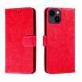 Lace Flower Embossing Flip Leather Phone Case, For iPhone 15