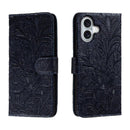 Lace Flower Embossing Flip Leather Phone Case, For iPhone 16, For iPhone 15 Pro Max, For iPhone 15 Pro, For iPhone 15 Plus