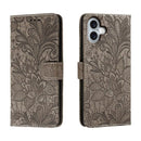 Lace Flower Embossing Flip Leather Phone Case, For iPhone Air, For iPhone 16 Pro Max, For iPhone 16 Pro, For iPhone 16 Plus