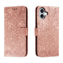 Lace Flower Embossing Flip Leather Phone Case, For iPhone Air, For iPhone 16 Pro Max, For iPhone 16 Pro, For iPhone 16 Plus