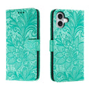 Lace Flower Embossing Flip Leather Phone Case, For iPhone Air, For iPhone 16 Pro Max, For iPhone 16 Pro, For iPhone 16 Plus
