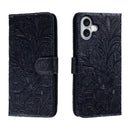 Lace Flower Embossing Flip Leather Phone Case, For iPhone Air, For iPhone 16 Pro Max, For iPhone 16 Pro, For iPhone 16 Plus