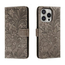 Lace Flower Embossing Flip Leather Phone Case, For iPhone Air, For iPhone 16 Pro Max, For iPhone 16 Pro, For iPhone 16 Plus