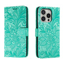 Lace Flower Embossing Flip Leather Phone Case, For iPhone Air, For iPhone 16 Pro Max, For iPhone 16 Pro, For iPhone 16 Plus