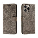 Lace Flower Embossing Flip Leather Phone Case, For iPhone Air, For iPhone 16 Pro Max, For iPhone 16 Pro, For iPhone 16 Plus