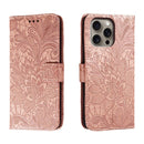 Lace Flower Embossing Flip Leather Phone Case, For iPhone Air, For iPhone 16 Pro Max, For iPhone 16 Pro, For iPhone 16 Plus