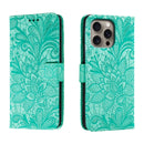 Lace Flower Embossing Flip Leather Phone Case, For iPhone Air, For iPhone 16 Pro Max, For iPhone 16 Pro, For iPhone 16 Plus