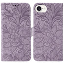 Lace Flower Embossing Flip Leather Phone Case, For iPhone 17e / 16e, For iPhone 17 Pro Max, For iPhone 17 Pro, For iPhone 17