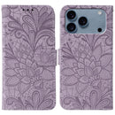 Lace Flower Embossing Flip Leather Phone Case, For iPhone 17e / 16e, For iPhone 17 Pro Max, For iPhone 17 Pro, For iPhone 17