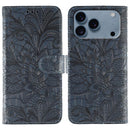 Lace Flower Embossing Flip Leather Phone Case, For iPhone 17e / 16e, For iPhone 17 Pro Max, For iPhone 17 Pro, For iPhone 17