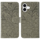 Lace Flower Embossing Flip Leather Phone Case, For iPhone 17e / 16e, For iPhone 17 Pro Max, For iPhone 17 Pro, For iPhone 17