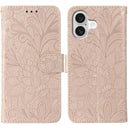 Lace Flower Embossing Flip Leather Phone Case, For iPhone 17e / 16e, For iPhone 17 Pro Max, For iPhone 17 Pro, For iPhone 17