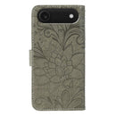 Lace Flower Embossing Flip Leather Phone Case, For iPhone Air, For iPhone 16 Pro Max, For iPhone 16 Pro, For iPhone 16 Plus