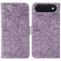 Lace Flower Embossing Flip Leather Phone Case, For iPhone Air, For iPhone 16 Pro Max, For iPhone 16 Pro, For iPhone 16 Plus