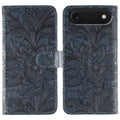 Lace Flower Embossing Flip Leather Phone Case, For iPhone Air, For iPhone 16 Pro Max, For iPhone 16 Pro, For iPhone 16 Plus