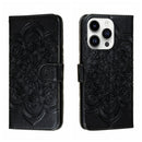 Sun Mandala Embossing Leather Phone Case, For iPhone 17, For iPhone Air, For iPhone 15 Pro Max