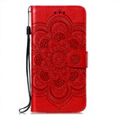 Sun Mandala Embossing Leather Phone Case, For iPhone 15 Pro, For iPhone 15 Plus, For iPhone 15
