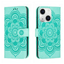 Sun Mandala Embossing Leather Phone Case, For iPhone 15 Pro, For iPhone 15 Plus, For iPhone 15