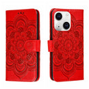 Sun Mandala Embossing Leather Phone Case, For iPhone 15 Pro, For iPhone 15 Plus, For iPhone 15