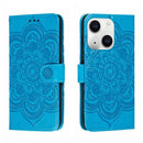 Sun Mandala Embossing Leather Phone Case, For iPhone 15 Pro, For iPhone 15 Plus, For iPhone 15