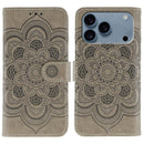 Sun Mandala Embossing Leather Phone Case, For iPhone 16e / 17e, For iPhone 17 Pro Max, For iPhone 17 Pro