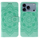 Sun Mandala Embossing Leather Phone Case, For iPhone 16e / 17e, For iPhone 17 Pro Max, For iPhone 17 Pro