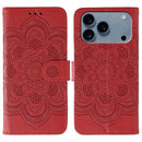 Sun Mandala Embossing Leather Phone Case, For iPhone 16e / 17e, For iPhone 17 Pro Max, For iPhone 17 Pro