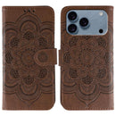 Sun Mandala Embossing Leather Phone Case, For iPhone 16e / 17e, For iPhone 17 Pro Max, For iPhone 17 Pro