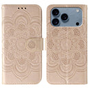 Sun Mandala Embossing Leather Phone Case, For iPhone 16e / 17e, For iPhone 17 Pro Max, For iPhone 17 Pro