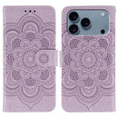Sun Mandala Embossing Leather Phone Case, For iPhone 16e / 17e, For iPhone 17 Pro Max, For iPhone 17 Pro