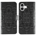 Sun Mandala Embossing Leather Phone Case, For iPhone 17, For iPhone Air, For iPhone 15 Pro Max