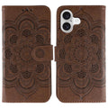 Sun Mandala Embossing Leather Phone Case, For iPhone 17, For iPhone Air, For iPhone 15 Pro Max