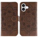 Sun Mandala Embossing Leather Phone Case, For iPhone 17, For iPhone Air, For iPhone 15 Pro Max