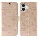 Sun Mandala Embossing Leather Phone Case, For iPhone 17, For iPhone Air, For iPhone 15 Pro Max
