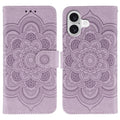 Sun Mandala Embossing Leather Phone Case, For iPhone 17, For iPhone Air, For iPhone 15 Pro Max