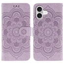 Sun Mandala Embossing Leather Phone Case, For iPhone 17, For iPhone Air, For iPhone 15 Pro Max