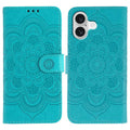 Sun Mandala Embossing Leather Phone Case, For iPhone 17, For iPhone Air, For iPhone 15 Pro Max