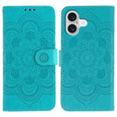 Sun Mandala Embossing Leather Phone Case, For iPhone 17, For iPhone Air, For iPhone 15 Pro Max