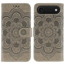Sun Mandala Embossing Leather Phone Case, For iPhone 17, For iPhone Air, For iPhone 15 Pro Max