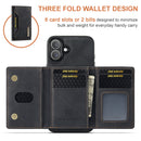 DG.MING M2 Series 3-Fold Card Bag Wallet Leather Phone Case, For iPhone 16, For iPhone 15 Pro Max, For iPhone 15 Pro, For iPhone 15 Plus
