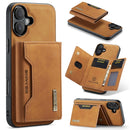 DG.MING M2 Series 3-Fold Card Bag Wallet Leather Phone Case, For iPhone 16, For iPhone 15 Pro Max, For iPhone 15 Pro, For iPhone 15 Plus