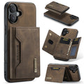 DG.MING M2 Series 3-Fold Card Bag Wallet Leather Phone Case, For iPhone 16, For iPhone 15 Pro Max, For iPhone 15 Pro, For iPhone 15 Plus